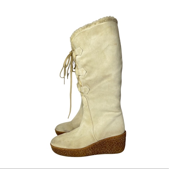 Michael Kors Shoes - Michael Kors Cream Lace Up Boots